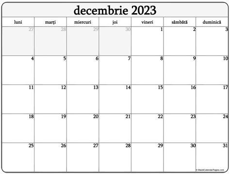 calendar luna decembrie 2023